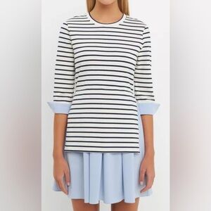 Striped Navy and White Women's Top